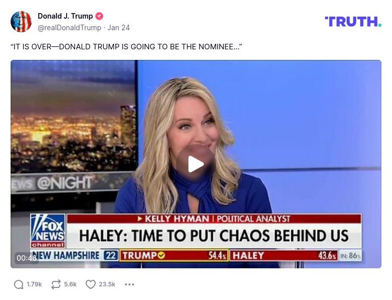 Post image from Donald Trump