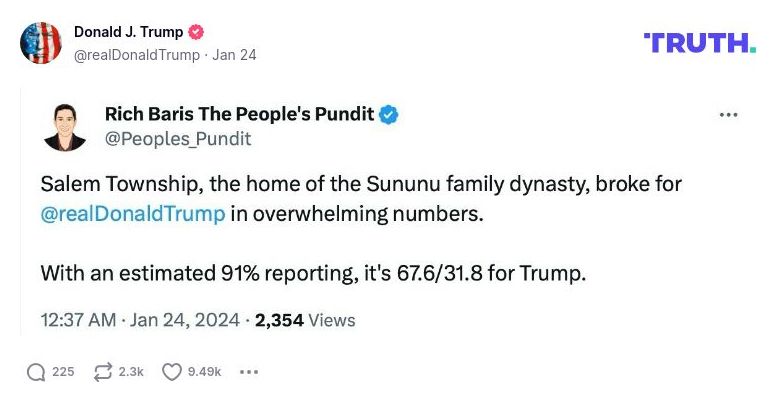 Post image from Donald Trump