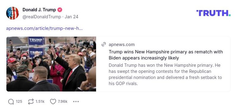 Post image from Donald Trump