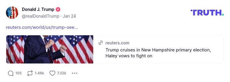 Post image from Donald Trump