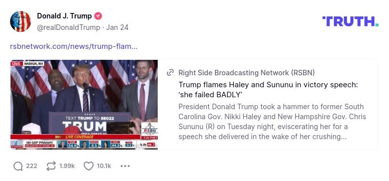 Post image from Donald Trump