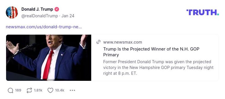 Post image from Donald Trump