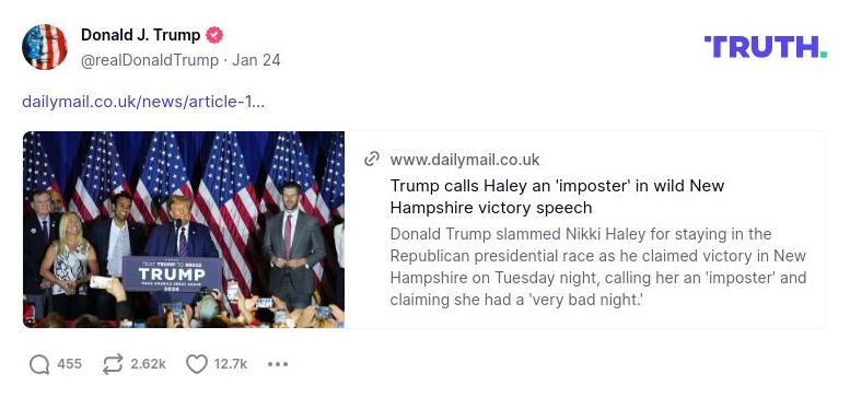 Post image from Donald Trump