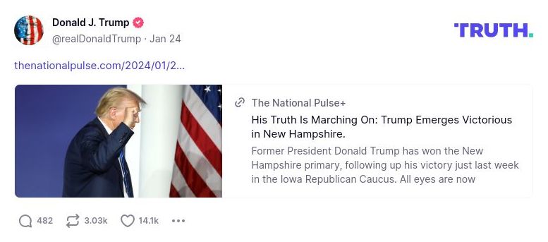 Post image from Donald Trump