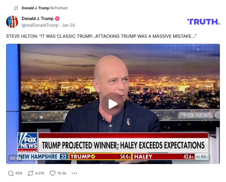 Post image from Donald Trump