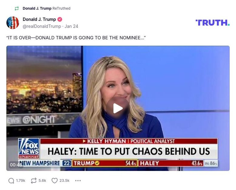 Post image from Donald Trump