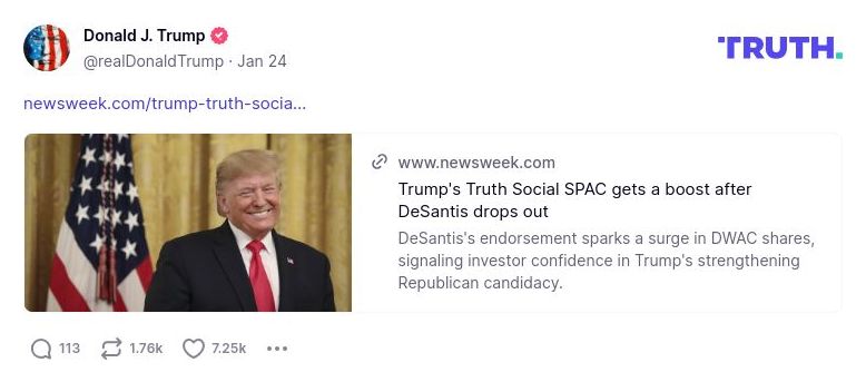 Post image from Donald Trump