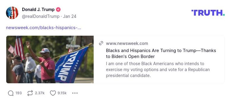 Post image from Donald Trump