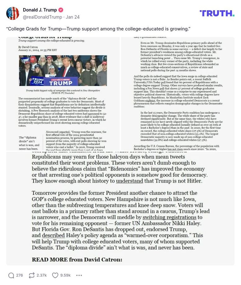 Post image from Donald Trump