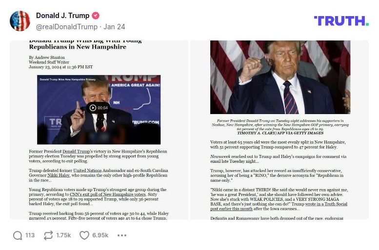 Post image from Donald Trump