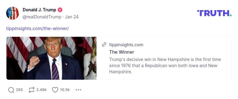 Post image from Donald Trump