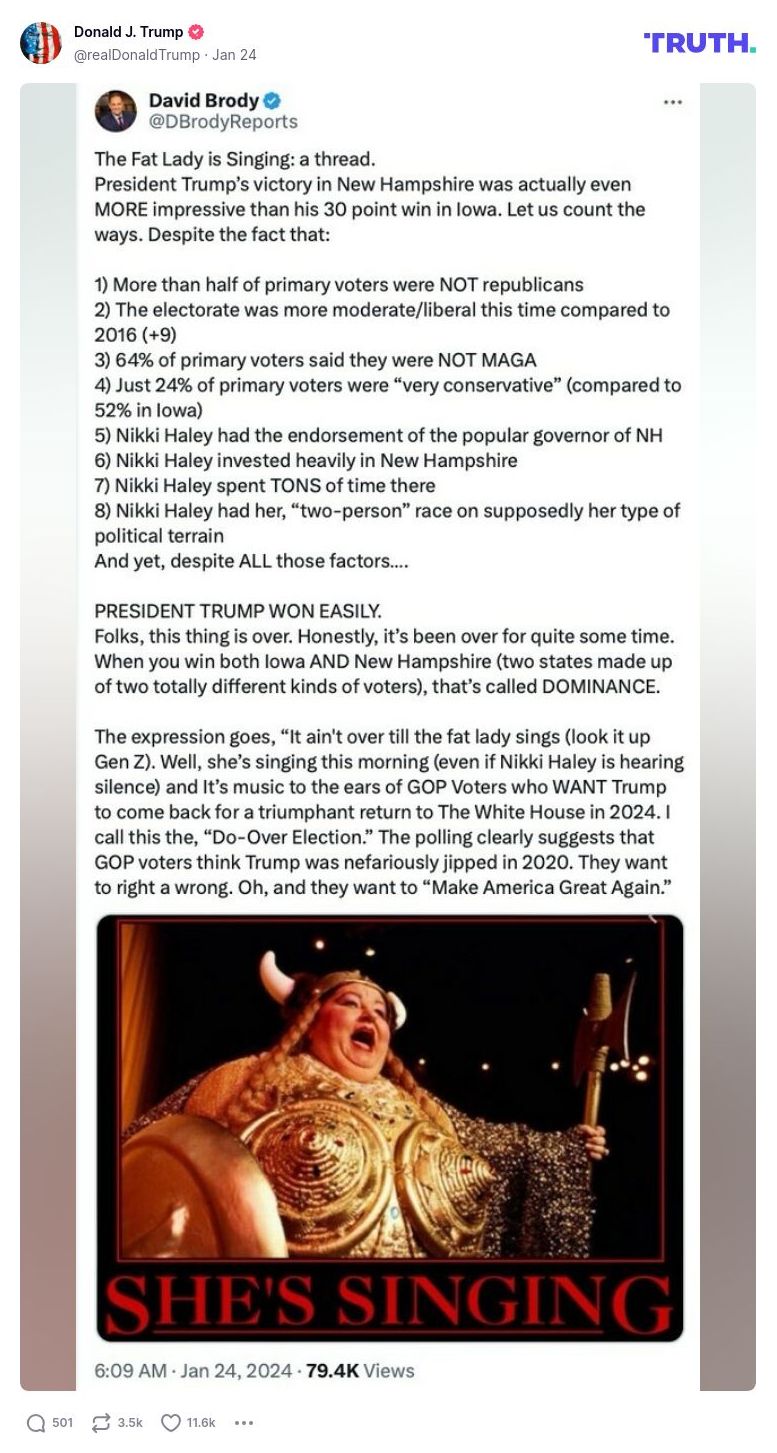 Post image from Donald Trump