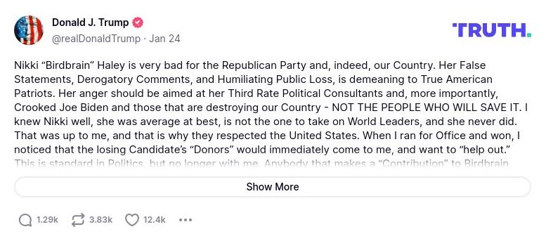 Post image from Donald Trump