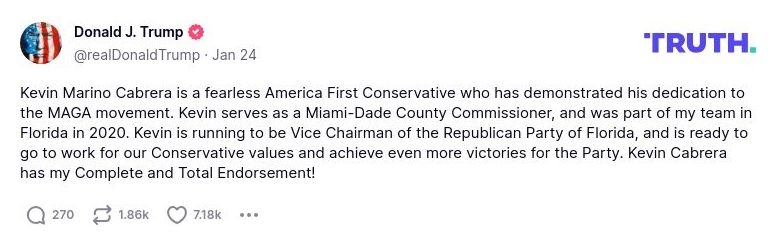 Post image from Donald Trump