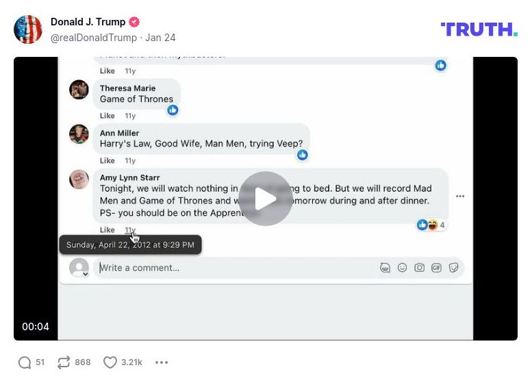 Post image from Donald Trump