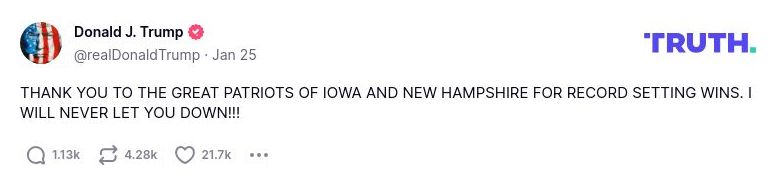 Post image from Donald Trump