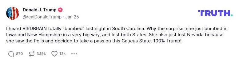 Post image from Donald Trump