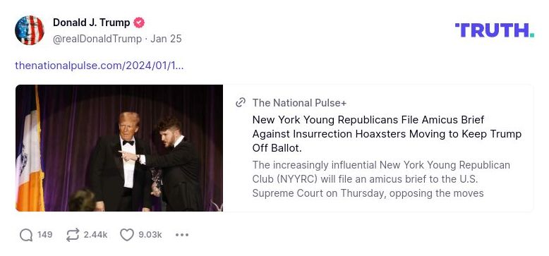 Post image from Donald Trump