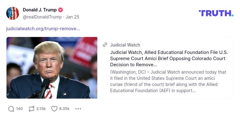 Post image from Donald Trump