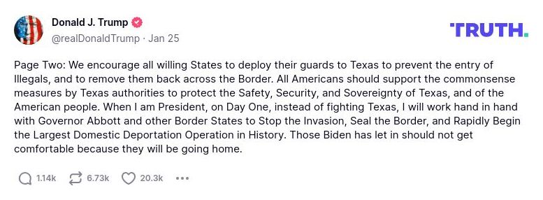 Post image from Donald Trump