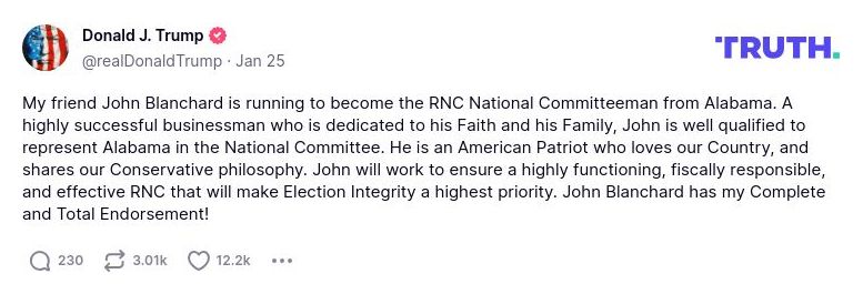 Post image from Donald Trump