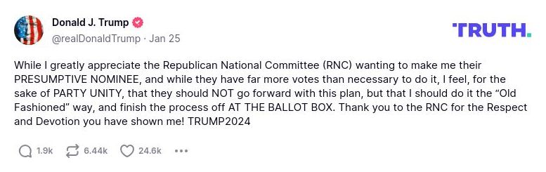 Post image from Donald Trump