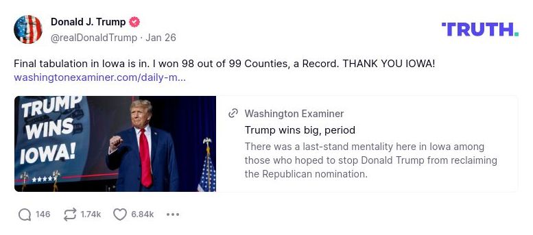 Post image from Donald Trump