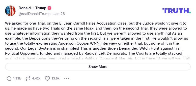 Post preview from Donald Trump