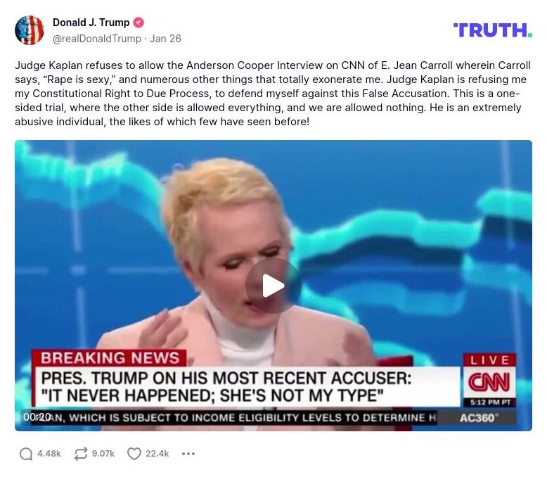 Post preview from Donald Trump