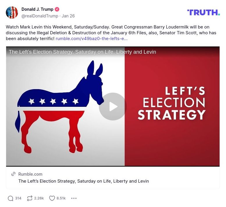 Post image from Donald Trump