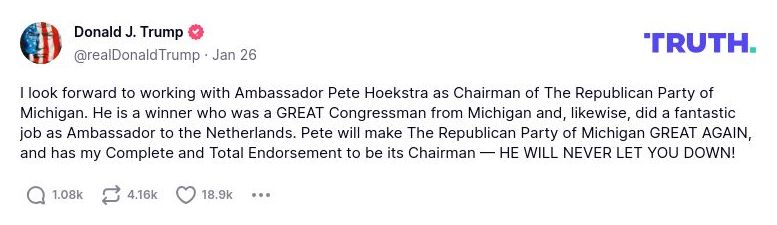 Post image from Donald Trump