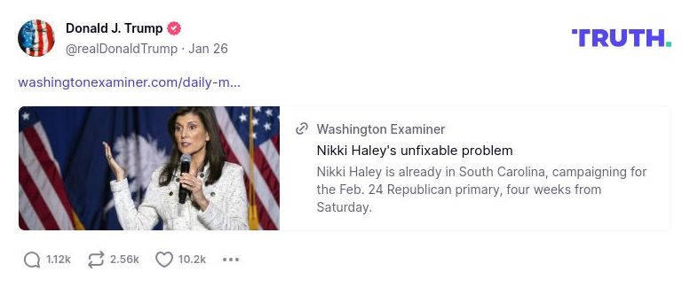 Post image from Donald Trump