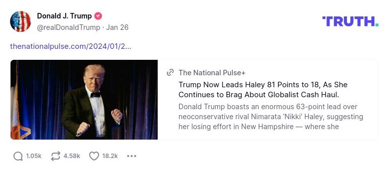 Post image from Donald Trump