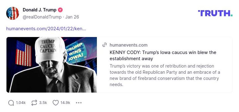 Post image from Donald Trump