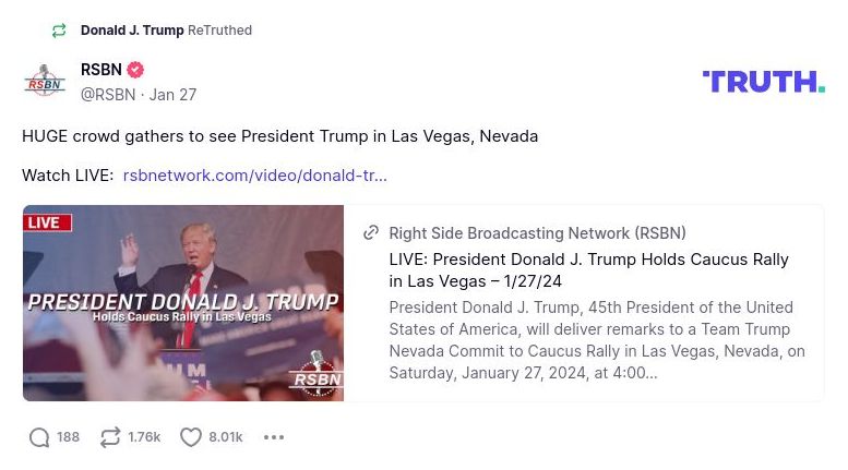 Post image from Donald Trump