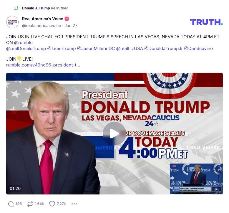 Post image from Donald Trump