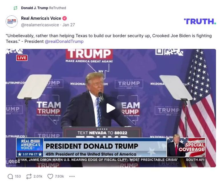 Post image from Donald Trump