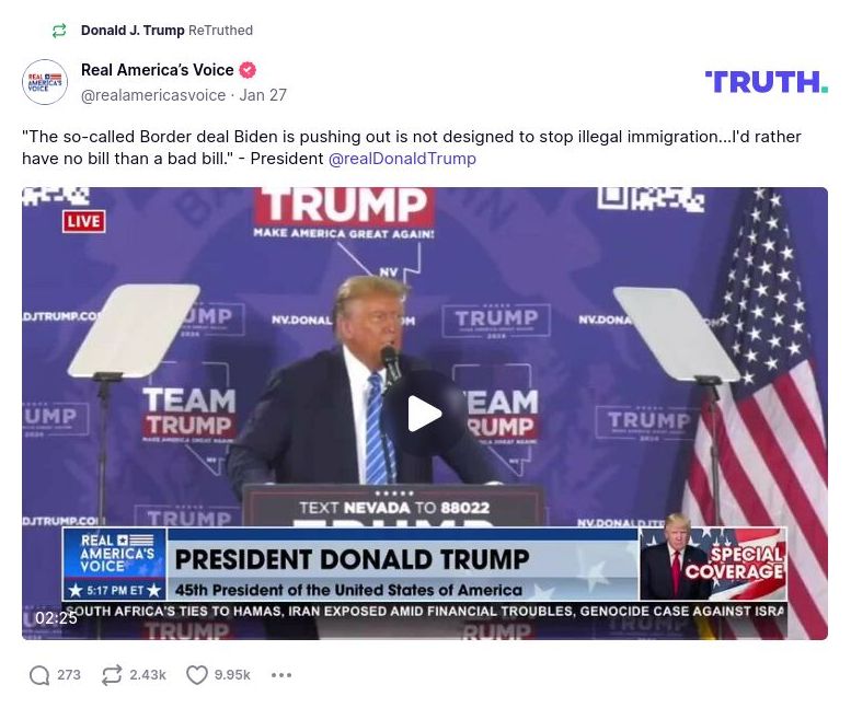 Post preview from Donald Trump