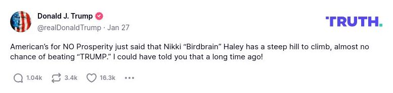 Post image from Donald Trump