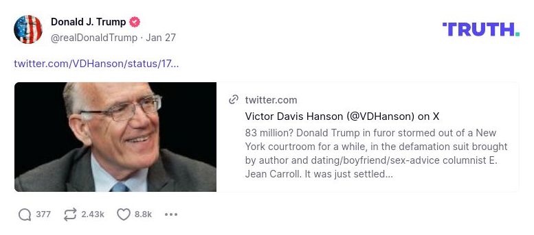 Post image from Donald Trump