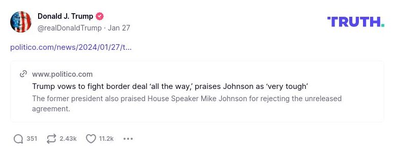 Post image from Donald Trump