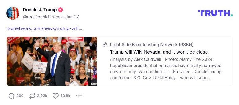 Post image from Donald Trump