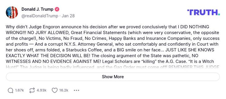 Post image from Donald Trump