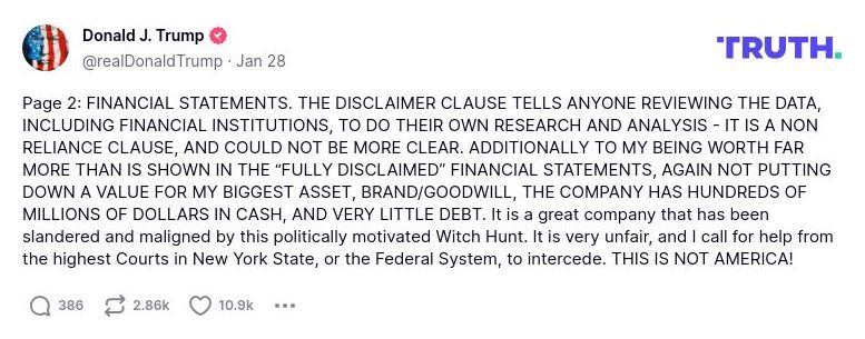 Post image from Donald Trump