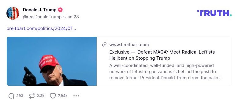 Post image from Donald Trump