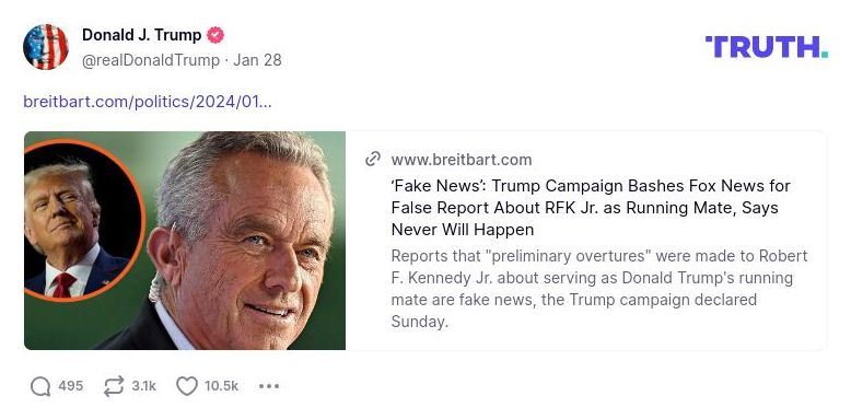 Post image from Donald Trump