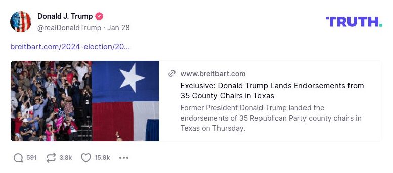 Post image from Donald Trump