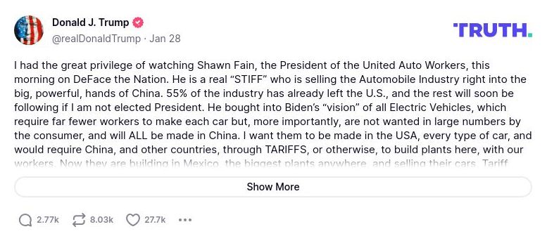 Post preview from Donald Trump