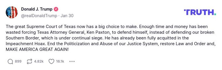 Post image from Donald Trump