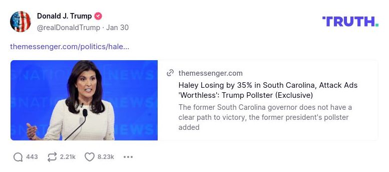 Post image from Donald Trump